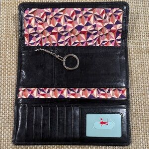 HOBO Black Wallet with Geometric Interior